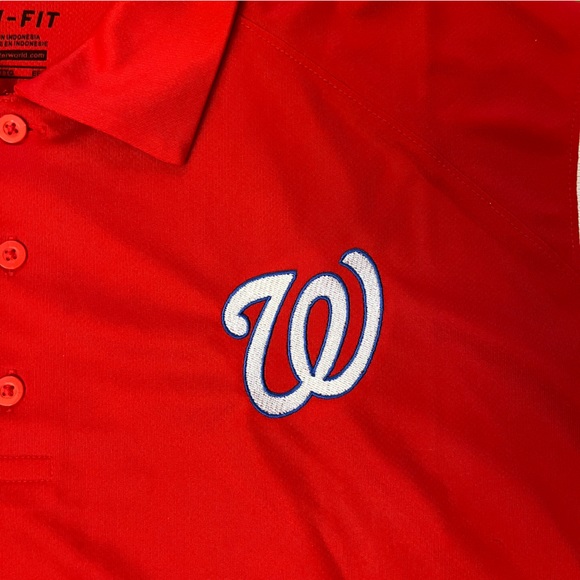 Nike Baseball Washington Nationals Polo Shirt Mens 2XL Red Dri Fit MLB - Picture 3 of 8